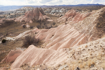 Fototapeta na wymiar sand caves from cappadocia. Unique landscape. Nature of Turkey, desert