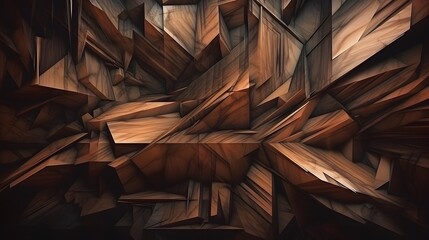 wooden geometric abstract art with Generative AI technology