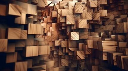 wooden geometric abstract art with Generative AI technology