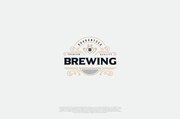 Beer logo old label brewery emblem design. Vector design element