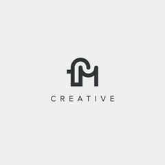 Abstract letter FM MF logo template - vector. - obrazy, fototapety, plakaty