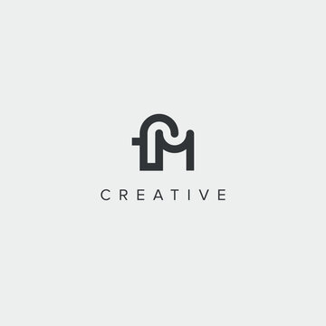 Abstract letter FM MF logo template - vector.