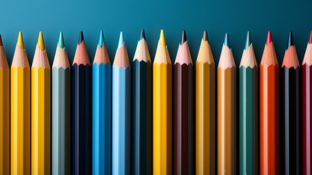 background or banner of colored pencils
