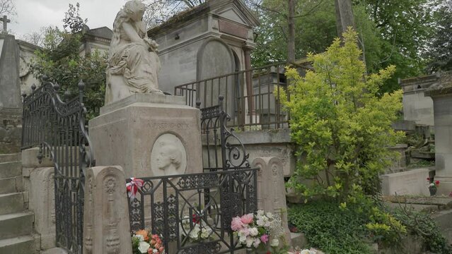 tomb of French composer Frederic Chopin at Pere Lachaise cemetery in Paris