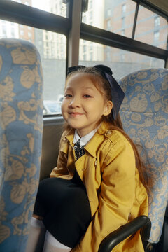 Portrait of a girl on a bus