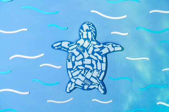 Underwater wildlife danger concept with marine animal