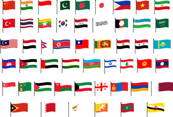 flags of the world in asia