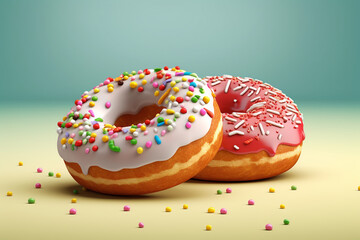delicious and sweet donuts rendering minimal background