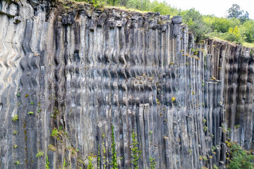 Basalt Rocks in Boyabat District. Sinop, Turkey. Volcanic rock outcrops in the form of columnar...