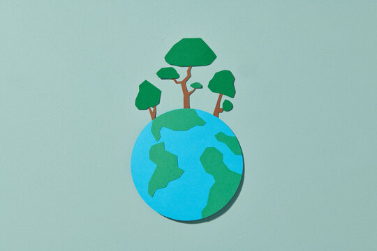 World Environment Day with tree on the floor with globe earth 
