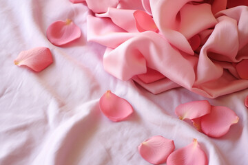 Rose Petals on Soft Silk - Created with Generative AI Tools