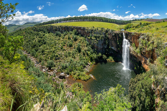 Panorama View of the highveld and the Berlin Falls, along the Panorama Route in Mpumalanga Province of South Africa