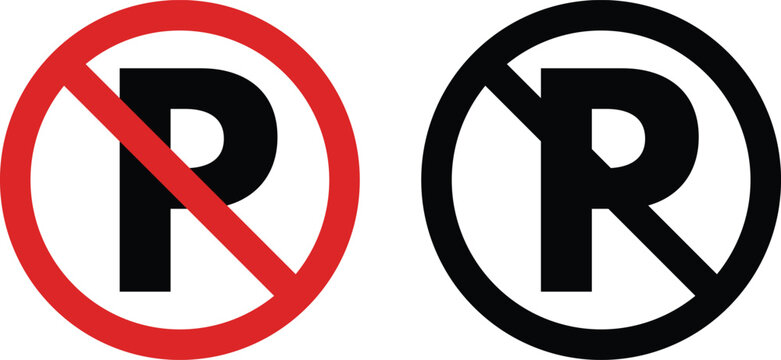 no parking sign icon in red and black colors isolated on white background
