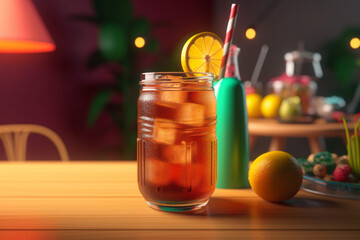 fresh and delicious drink rendering minimal background