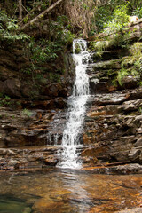 One of the many waterfalls that can be found in Chapada dos Veadeiros, near Alto Parariso, Brazil