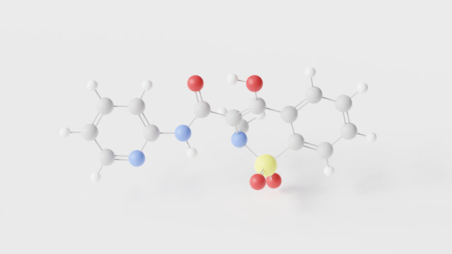 piroxicam molecule 3d, molecular structure, ball and stick model, structural chemical formula nonsteroidal anti-inflammatory agents