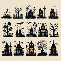 helloween set vector illustration collection design halloween