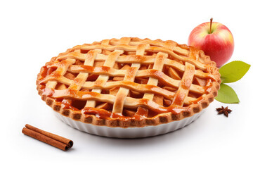 Traditional apple pie isolated on white background. Typical thanksgiving dessert