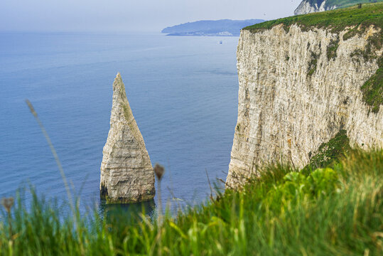 Pinnacle of rock off the Jurassic Coast, Old Harry Rocks, UNESCO World Heritage Site, Studland, Dorset, England