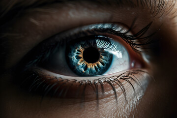 macro focus of the human eye ,detail of human eye ,generative ai
