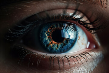 Fototapeta premium macro focus of the human eye ,detail of human eye ,generative ai