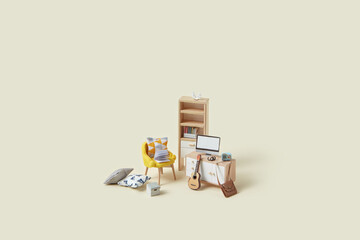 Miniature models of stylish room furniture.