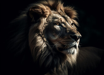 Enigmatic Majesty: Enhanced Lion Head Silhouette
