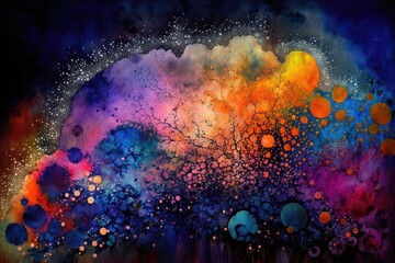 Obraz na płótnie Canvas Colorful abstract background with watercolor splashes. Digital art painting