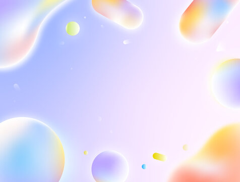 Abstract metallic spheres in fluid motion on Dreamy background.