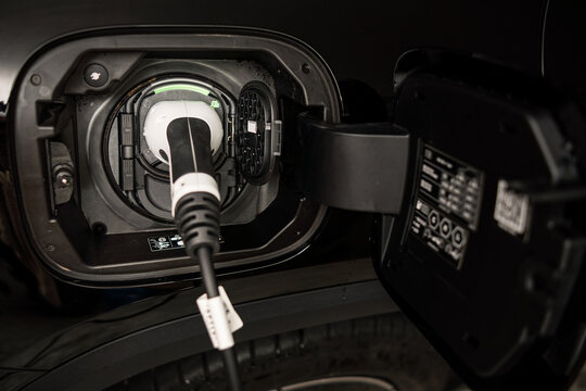 electric car charging in home garage