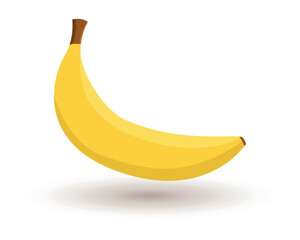  Banana with shadow. Vector on a white background.
