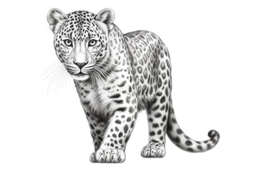 Cute Leopard drawing on white background - generative AI