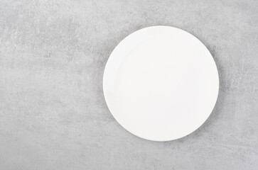 Empty Plate on Grey Concrete Background, Top View