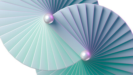 Symmetry stepped fan and two pearls.