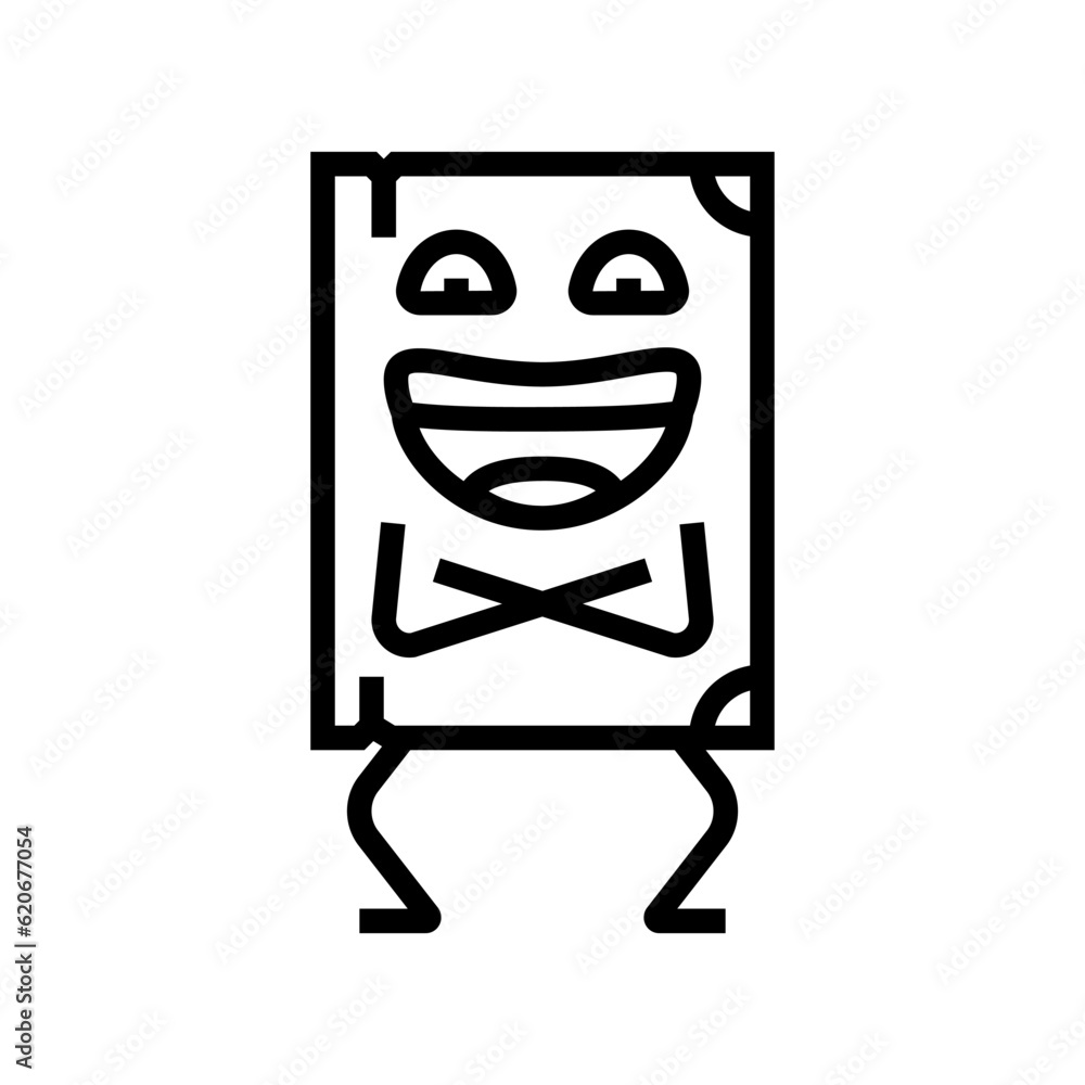 Poster read book character line icon vector. read book character sign. isolated contour symbol black illust