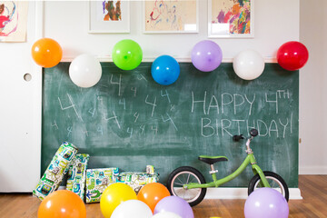 View of presents for child birthday