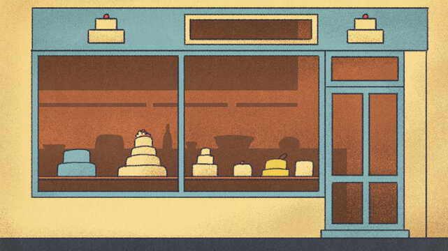Bake Shop With Cakes Illustration
