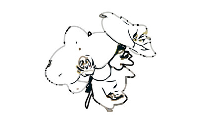 Color sketch of an orchid flower with transparent background