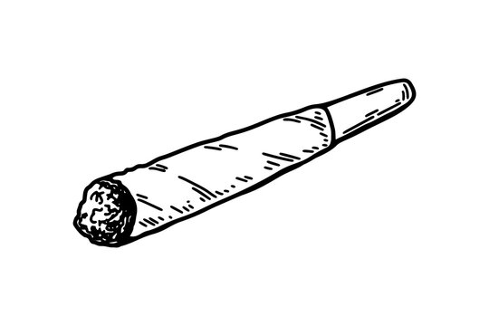 Cannabis joint. Hand drawn vector illustration in sketch style. Marijuana spliff