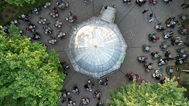 Drone View of Bursa Ulu Mosque Courtyard