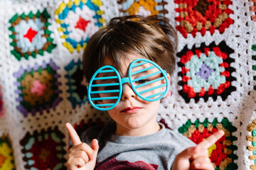 Boy in easter shaped glasses
