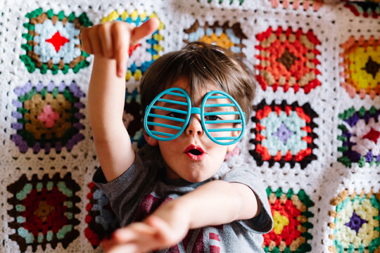 Boy in easter shaped glasses