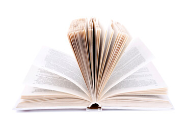 Open book isolated on white background.