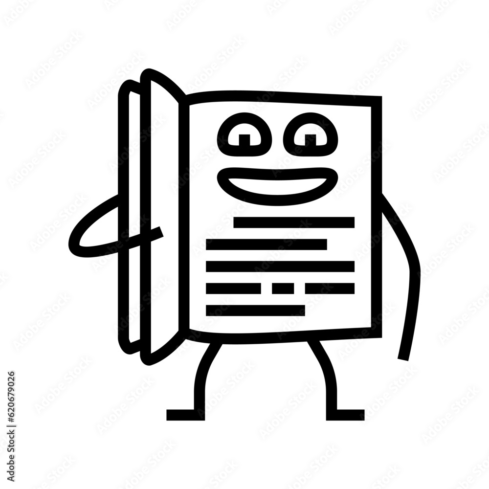 Poster learn book character line icon vector. learn book character sign. isolated contour symbol black illu