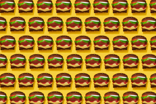 pattern of burger-shaped balloons