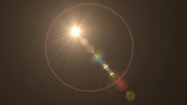 Dramatic light leak with different glow ring animation. 2D rendering abstract background