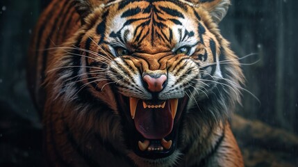  a tiger with its mouth open and it's mouth wide open with it's mouth wide open and it's mouth wide open.  generative ai