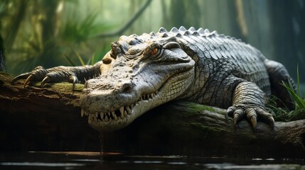 Obraz premium portrait of a scary crocodile AI generated