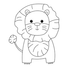 colored lion vector drawing contour coloring book
