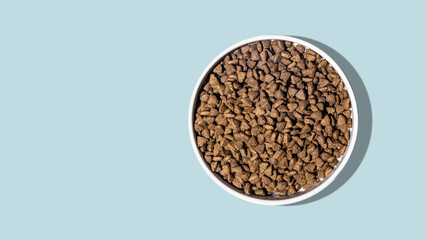 Dog Kibble Food in Bowl on Solid Background